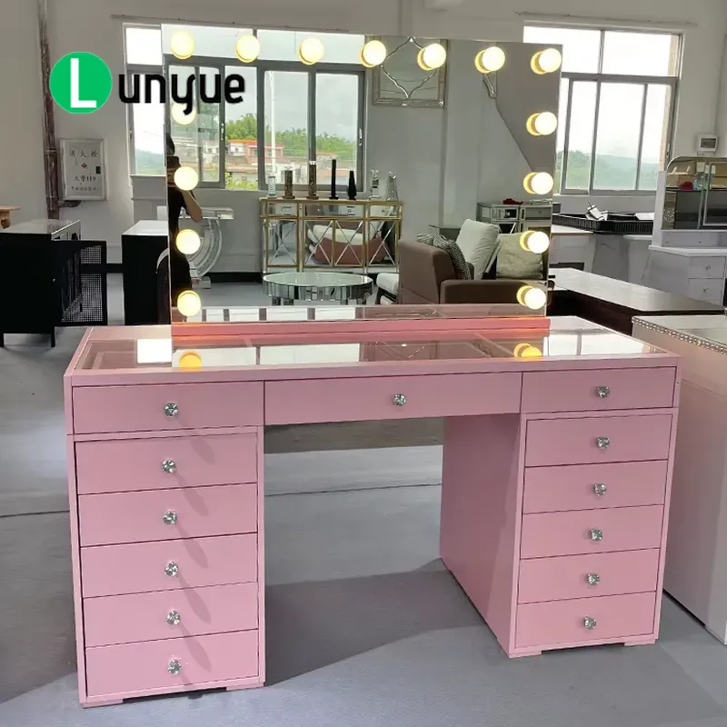 Pink Wooden Dressing Table wit - Beauty Makeup Vanity Set review and price
