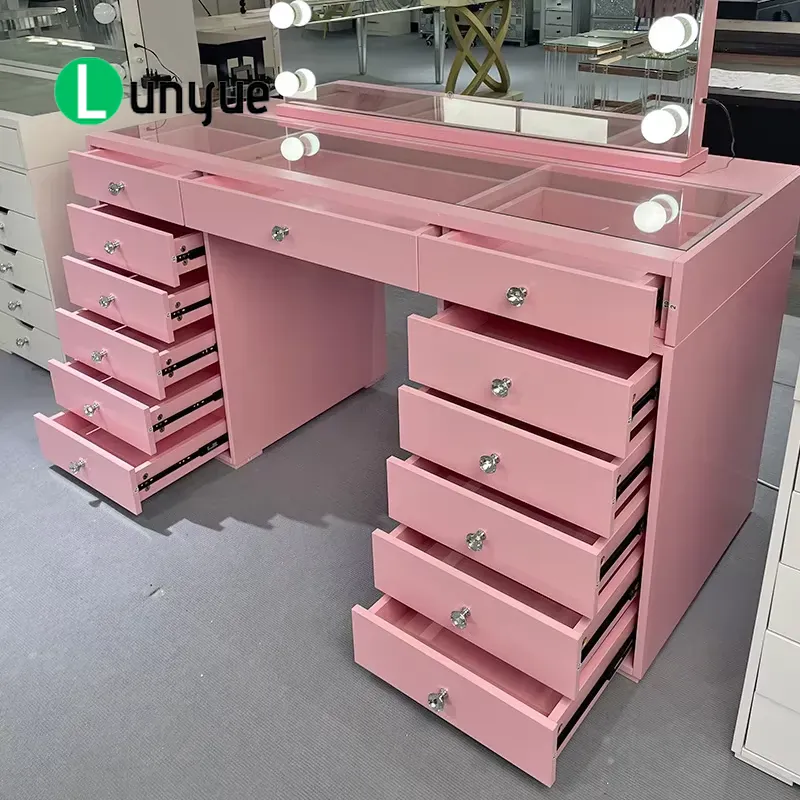 Pink Wooden Dressing Table wit - Beauty Makeup Vanity Set review and price