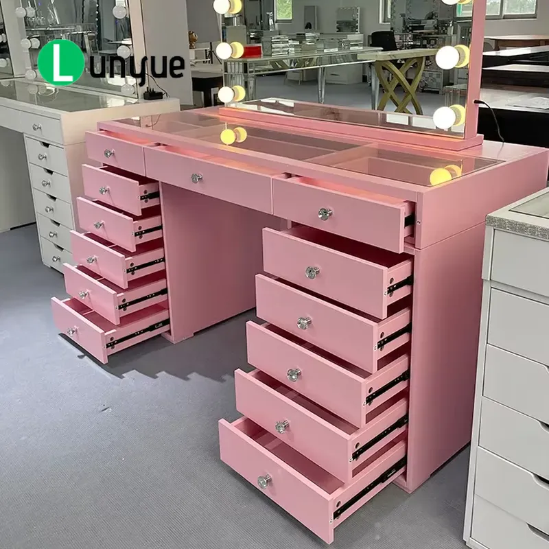 Pink Wooden Dressing Table wit - Beauty Makeup Vanity Set review and price