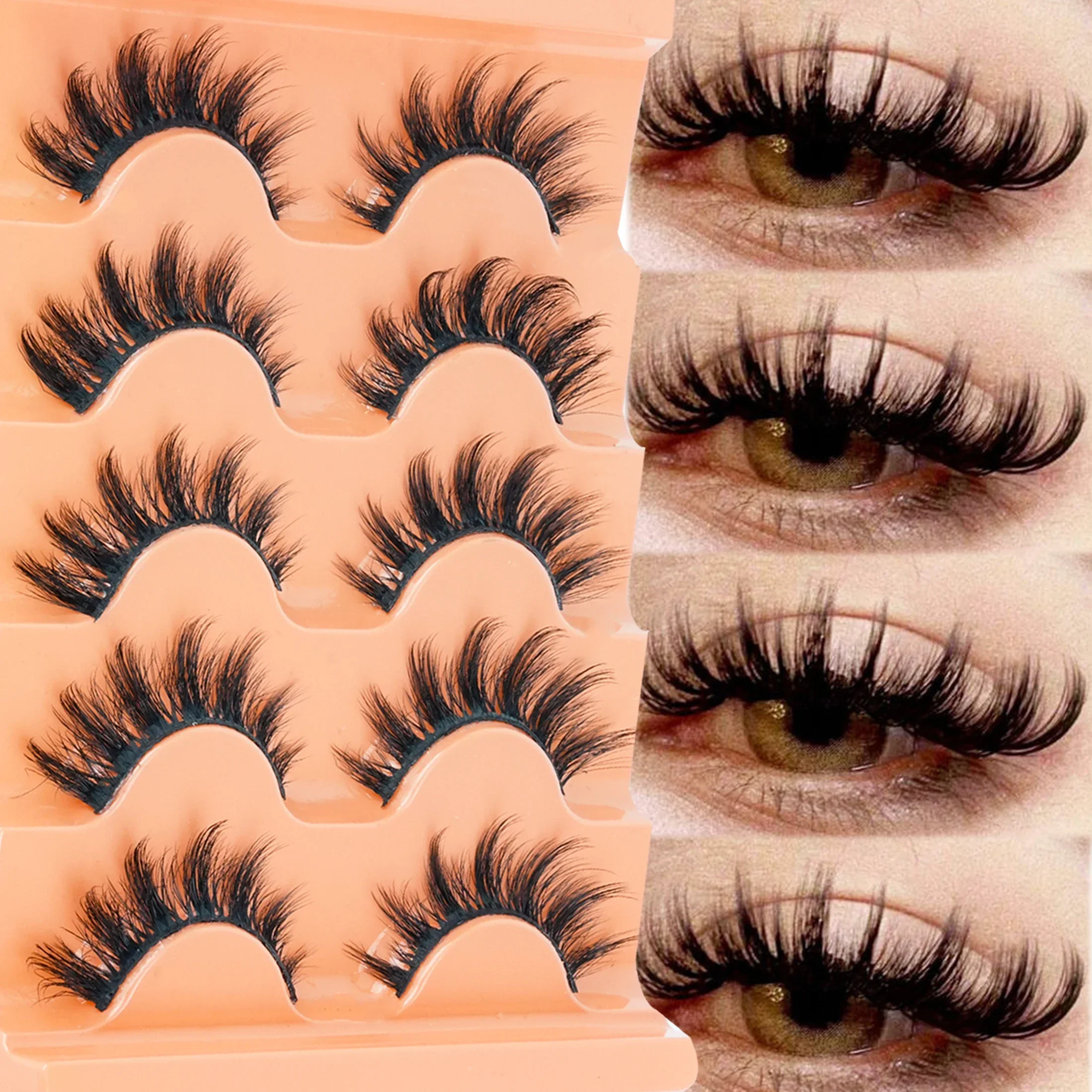 5 Pairs Cat Eye 8D Russian Vol - Beauty Makeup Women review and price